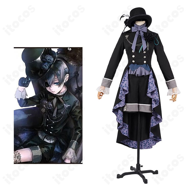黒執事 シエル・ファントムハイヴ 27巻衣装の全身再現。原作デザインを忠実に表現した高精度コスプレ衣装のイメージ。