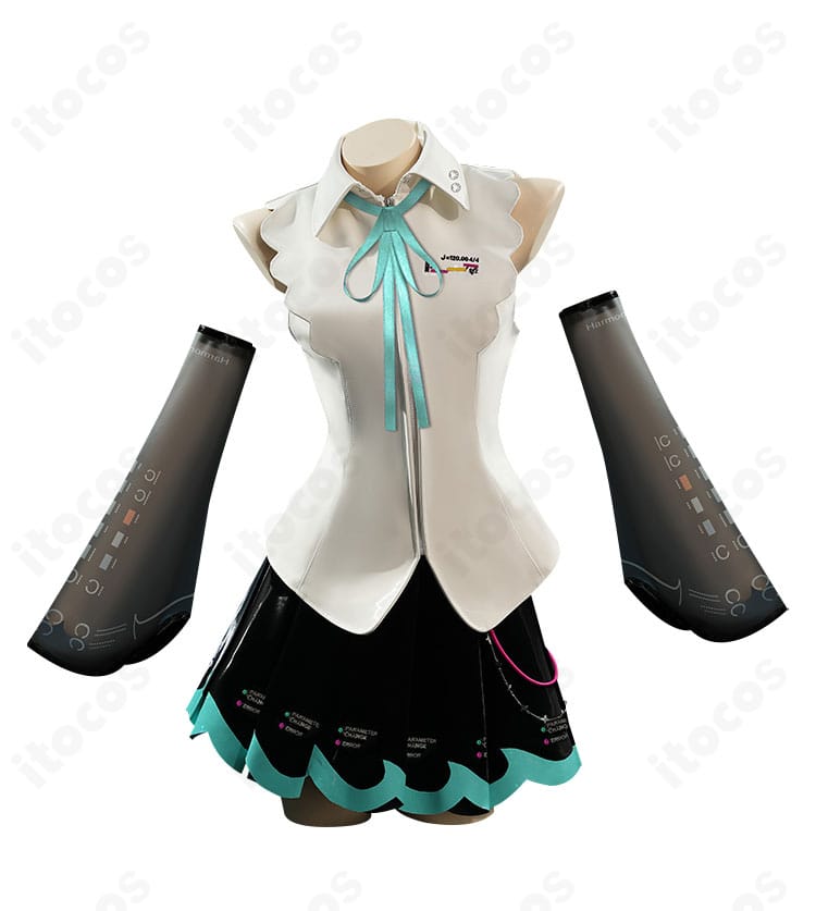 初音ミク NT版コスプレ衣装の正面全体。カラーリングと装飾位置が分かる写真