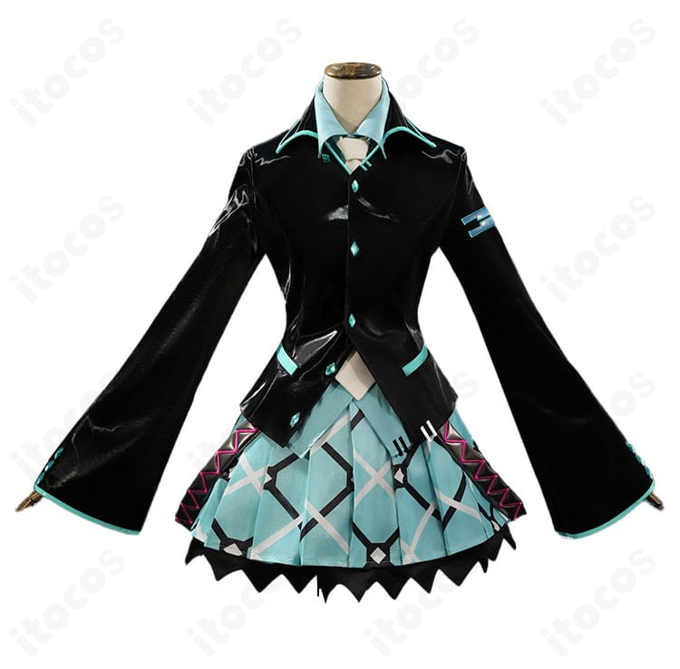 初音ミク if コスプレ衣装の正面全身。襟・ネクタイ・フロント装飾が映えるデザイン