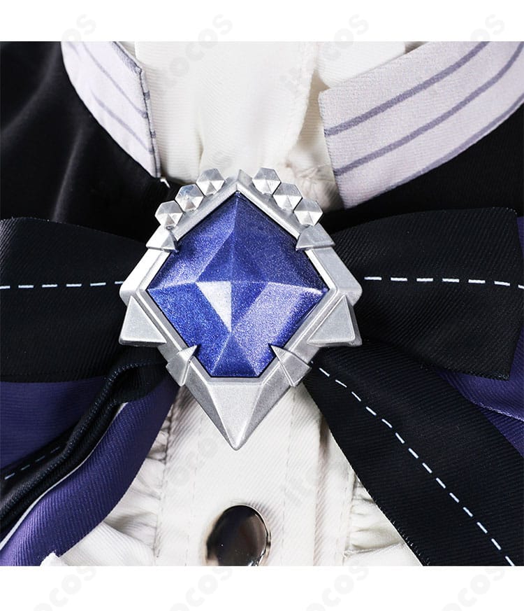 ゼンレスゾーンゼロ ビビアン 衣装の襟元リボン装飾ディテール。立体的な結びと金具の質感がアクセント。