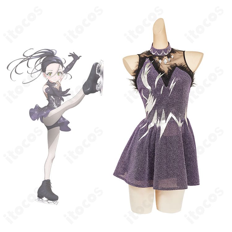 正面全体図。狼嵜光のフィギュアスケート衣装のフロントデザインとシルエットが分かる画像