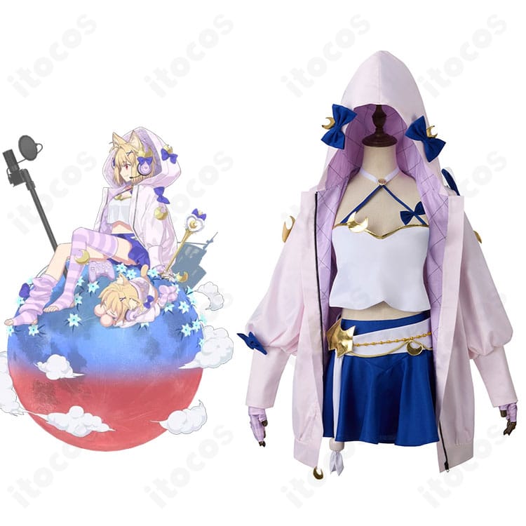 FGO ファンタズムーン 霊基再臨 第二段階のフルセット着用イメージ。魔法少女風コートと大きなリボンが映えるコラボ風カット。