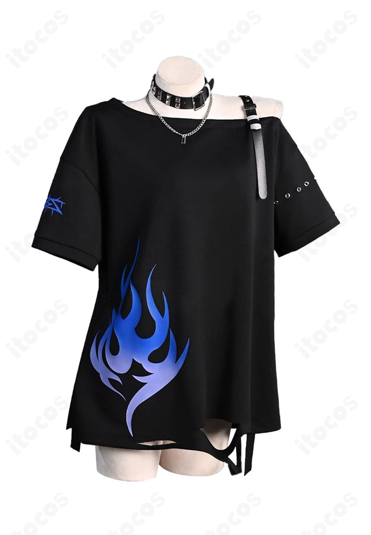 白石杏コスプレ衣装の正面全身。上着とアクセサリーの配列がわかるスタイリング