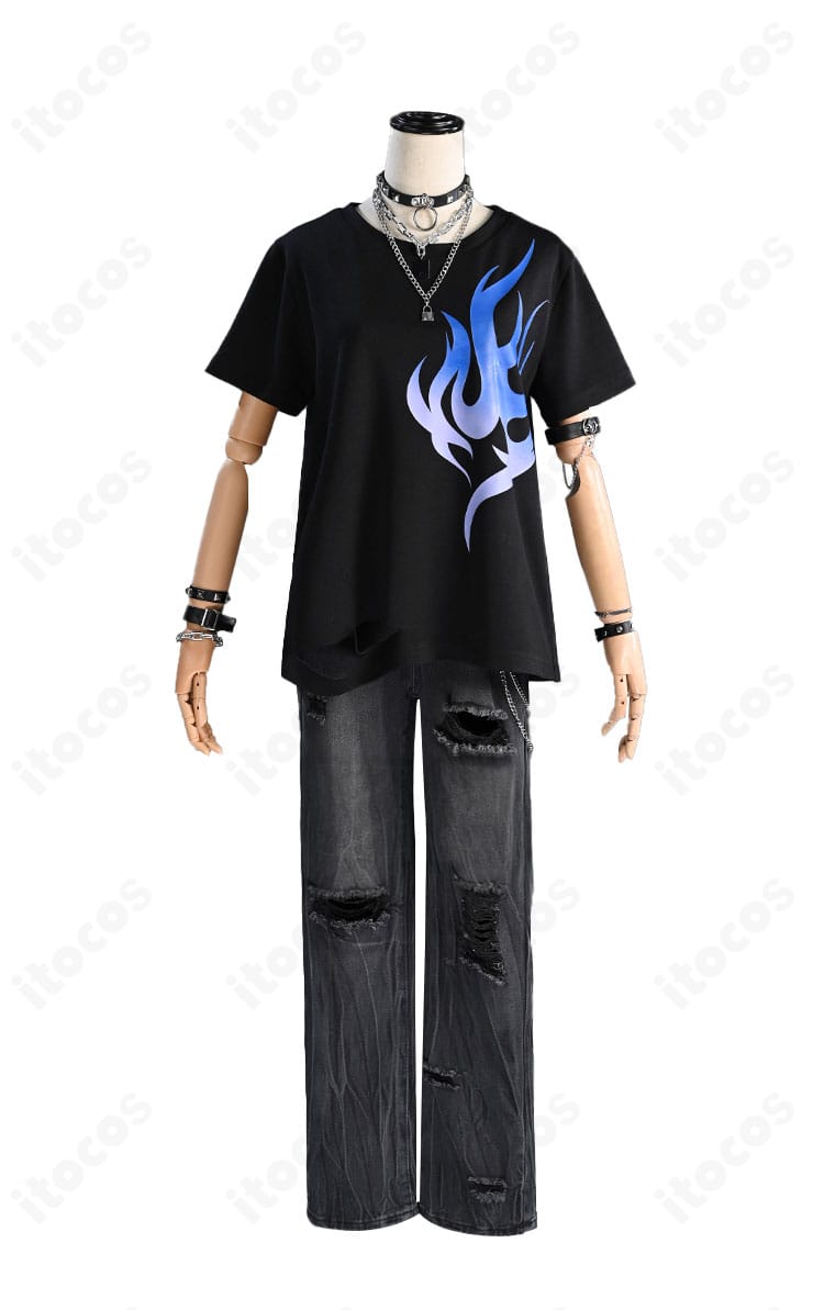 東雲彰人 フューエル衣装の正面全身。鮮やかな配色とフロントのディテールがわかるカット。