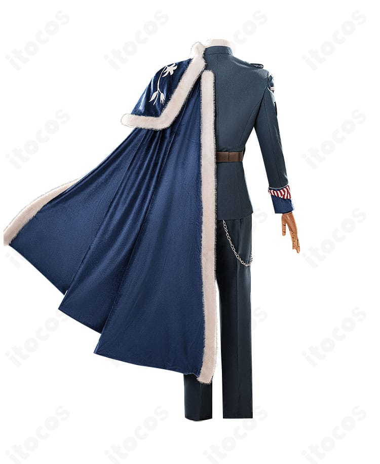 第五人格 ホセ・バーデン レストレード警部衣装の背面。背中の切り替えと装飾、マントのドレープを確認。