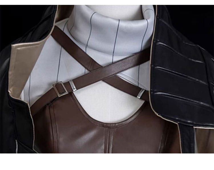 ジェイン衣装の襟元ディテール。襟周りの装飾や刺繍風意匠を近距離で示した画像。