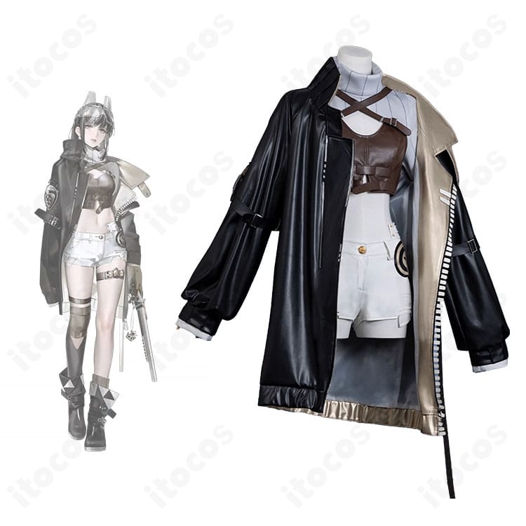 無期迷途 ジェインのコスプレ衣装一式を着用した全身画像。キャラクターと衣装のリアルな再現度を強調。