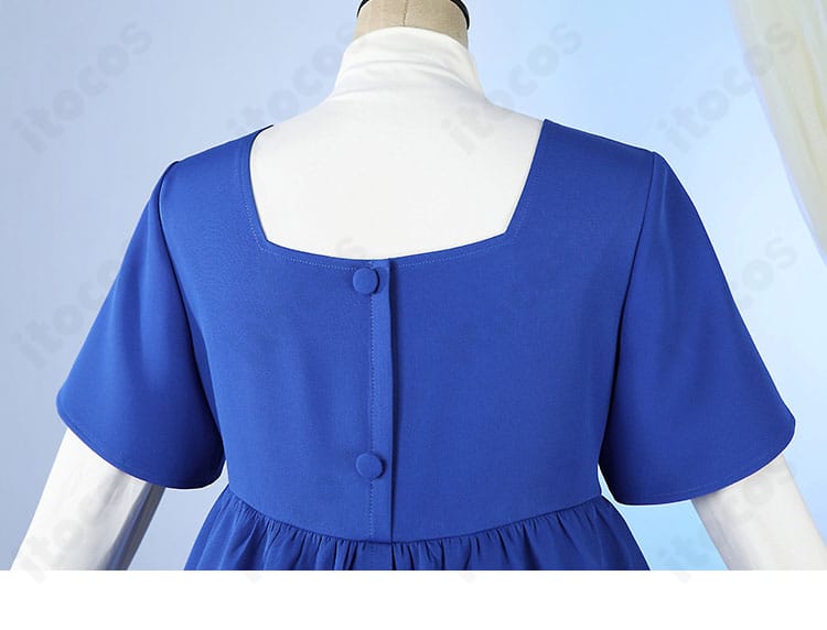 背面リボンと切替えの縫製ディテール（木之本桜 普段着）