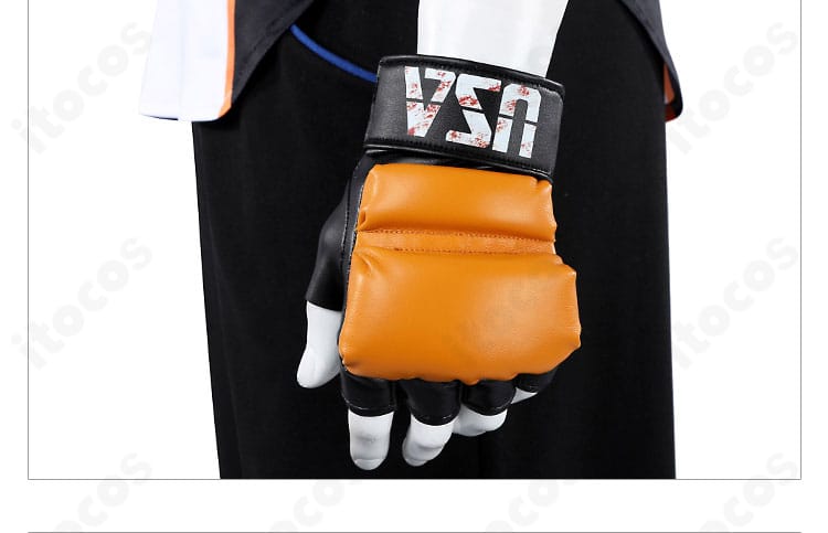 ルーク衣装のジッパーディテール。耐久性のあるジッパーと縫い代の仕上げを近接で。