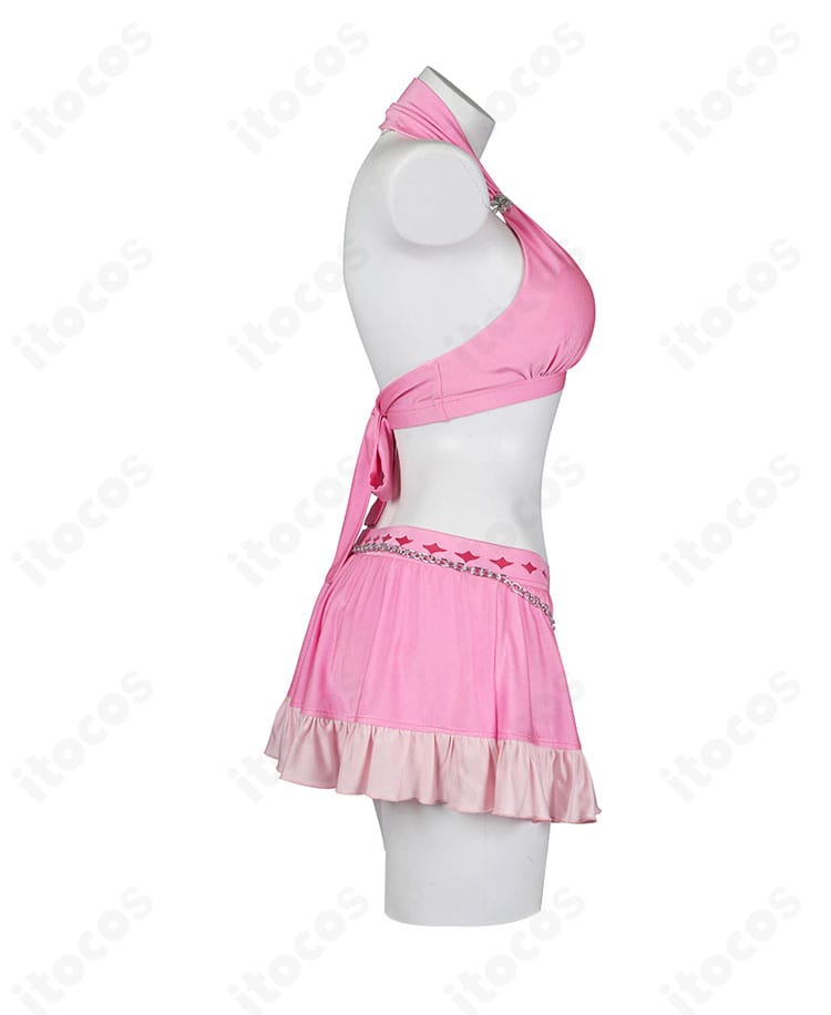 エアリス ピンキーマーメイド水着 右側ディテール。ウエストチェーンと装飾の質感をクローズアップ。