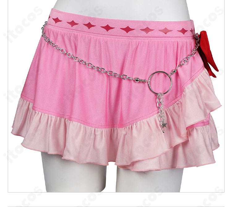 エアリス ピンキーマーメイド水着 裾の装飾アップ。揺れ感が撮影でも映えるデザイン。