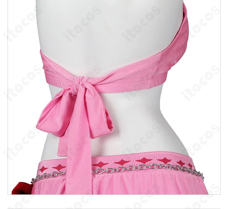 エアリス ピンキーマーメイド水着 背中のリボンと紐ディテール。可愛らしさを際立たせるポイント。