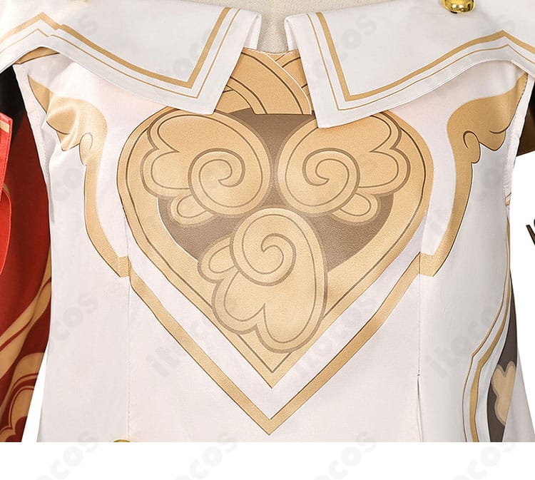 衣襟の図案ディテール。刺繍のステッチや縁取りが分かる接写。