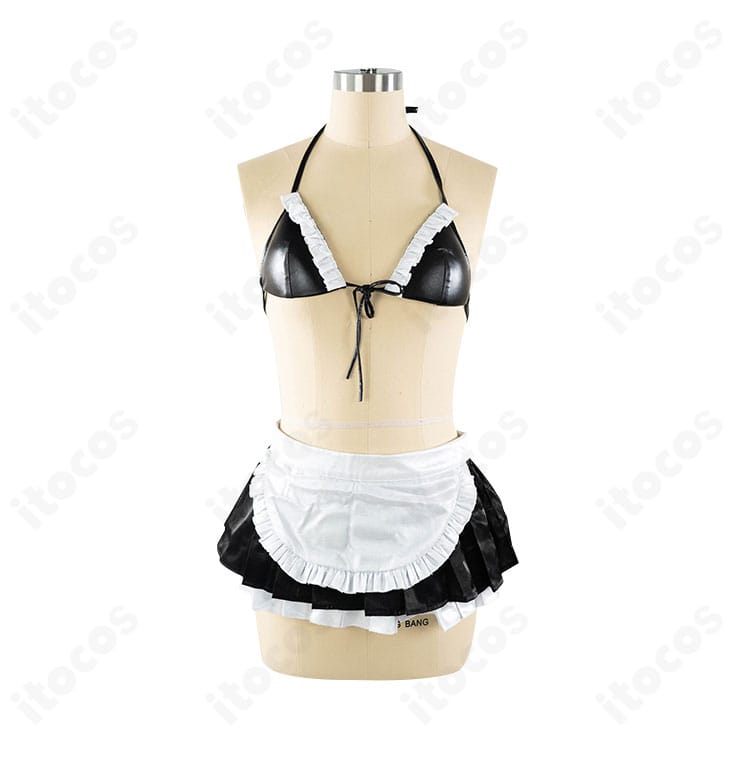 イノセントメイド衣装のインナー装飾クローズアップ。胸元の切り替えとレースワーク、縫製の仕上げを示す写真。