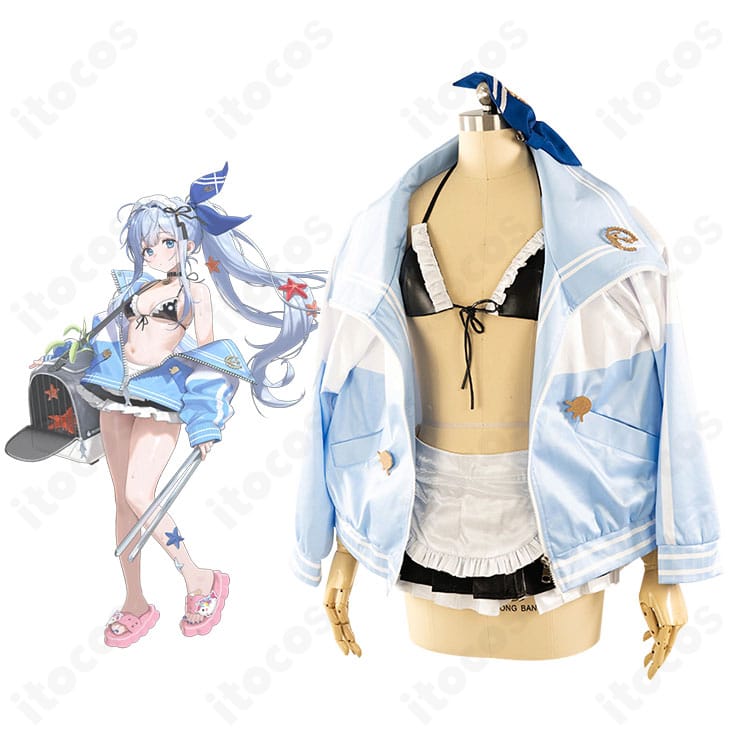 勝利の女神：NIKKE アンカー「イノセントメイド」衣装一式とキャラクターイメージの合成カット。配色とシルエットを高再現した撮影向けコスチューム。