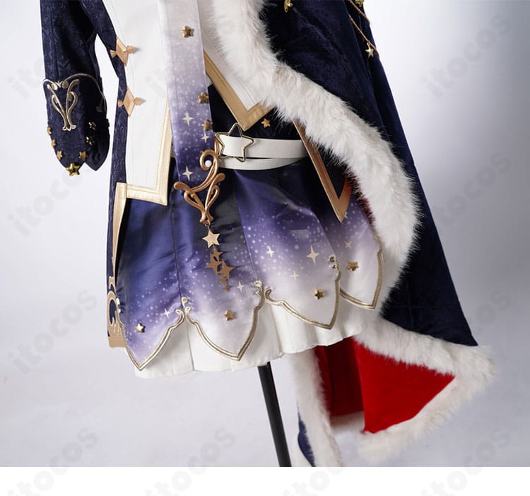 白上フブキ キング衣装のスカート装飾。裾のラインと装飾パーツの配置、動きに映えるデザイン。