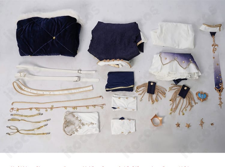 白上フブキ キング衣装コスプレのフルセット内容。各パーツが揃った同梱アイテム一覧。