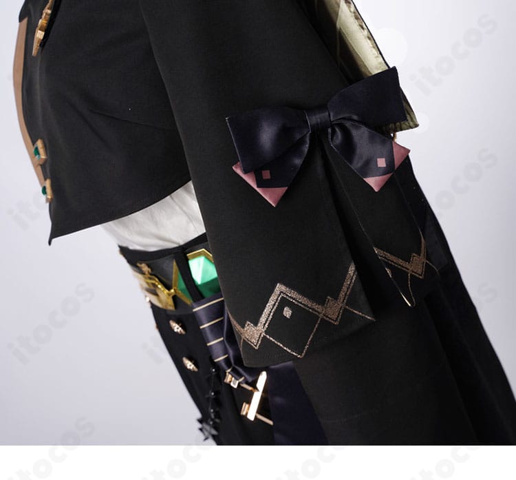 袖の蝶結び装飾ディテール。立体感のあるリボンの形状を強調した接写