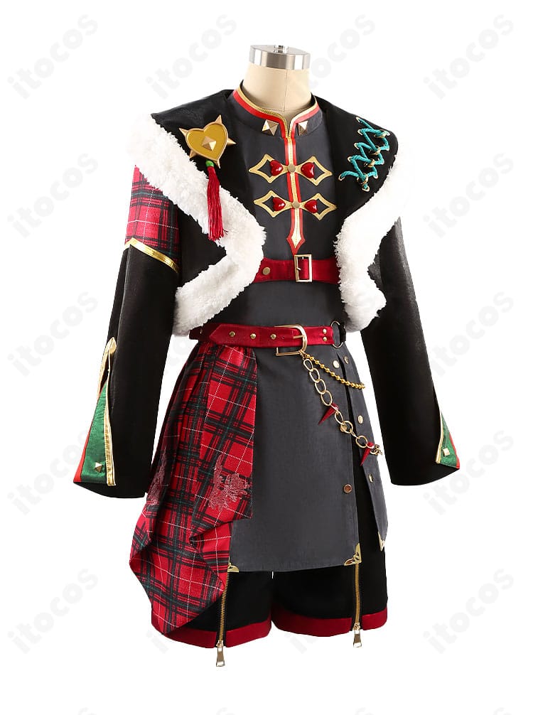 あんさんぶるスターズ！！ Ra*bits コスプレ衣装の側面図。袖付けや脇線の縫製、ベルト位置、動きやすいシルエットの特徴が分かる画像。