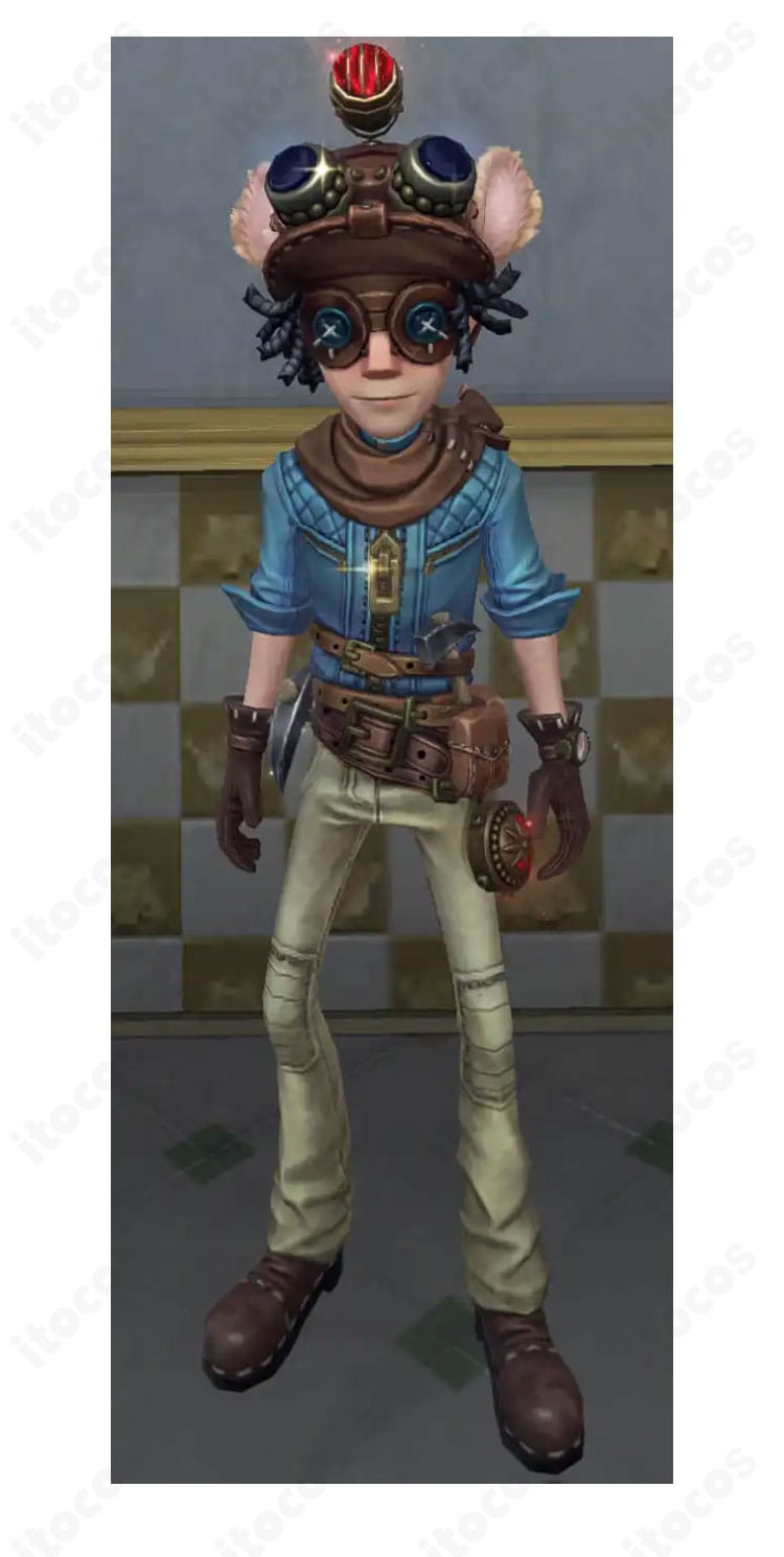 第五人格 探鉱者ノートン・キャンベル 両面盗賊コスプレ衣装の正面全体。金属風装飾とダーク配色を高再現で表現し、オーダーメイド対応のシルエットが分かる構図。