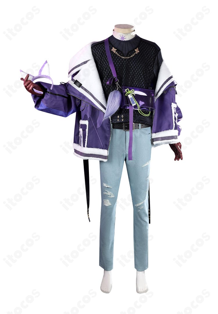 NU:カーニバル 玖夜 コスプレ 正面全体｜ファー襟コートとライン配色のシルエット