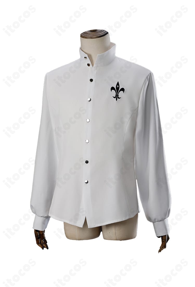 ペルソナ5 コスプレ用シャツ生地のクローズアップ。通気性のある素材感と表面のテクスチャ