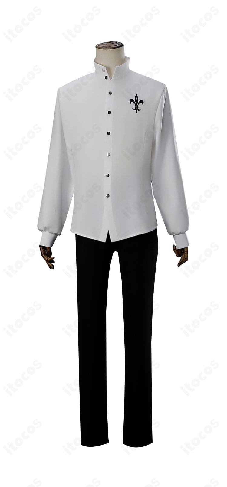 ペルソナ5 フォックス コスプレ衣装の正面全身。シャツとズボンのシルエットとサイズ感が分かる