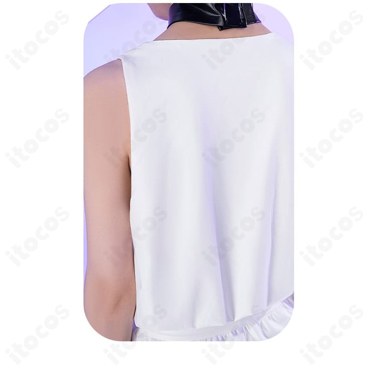 パンティ＆ストッキングwithガーターベルト コスプレ衣装の上衣バックディテール。背面ステッチと縫製の仕上がりを確認できる背面近接写真。