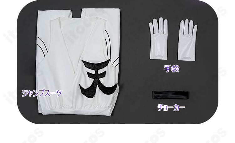 パンティ＆ストッキングwithガーターベルト コスプレ衣装のセット内容一覧。ジャンプスーツ・手袋・チョーカーが揃ったフルセット構成。