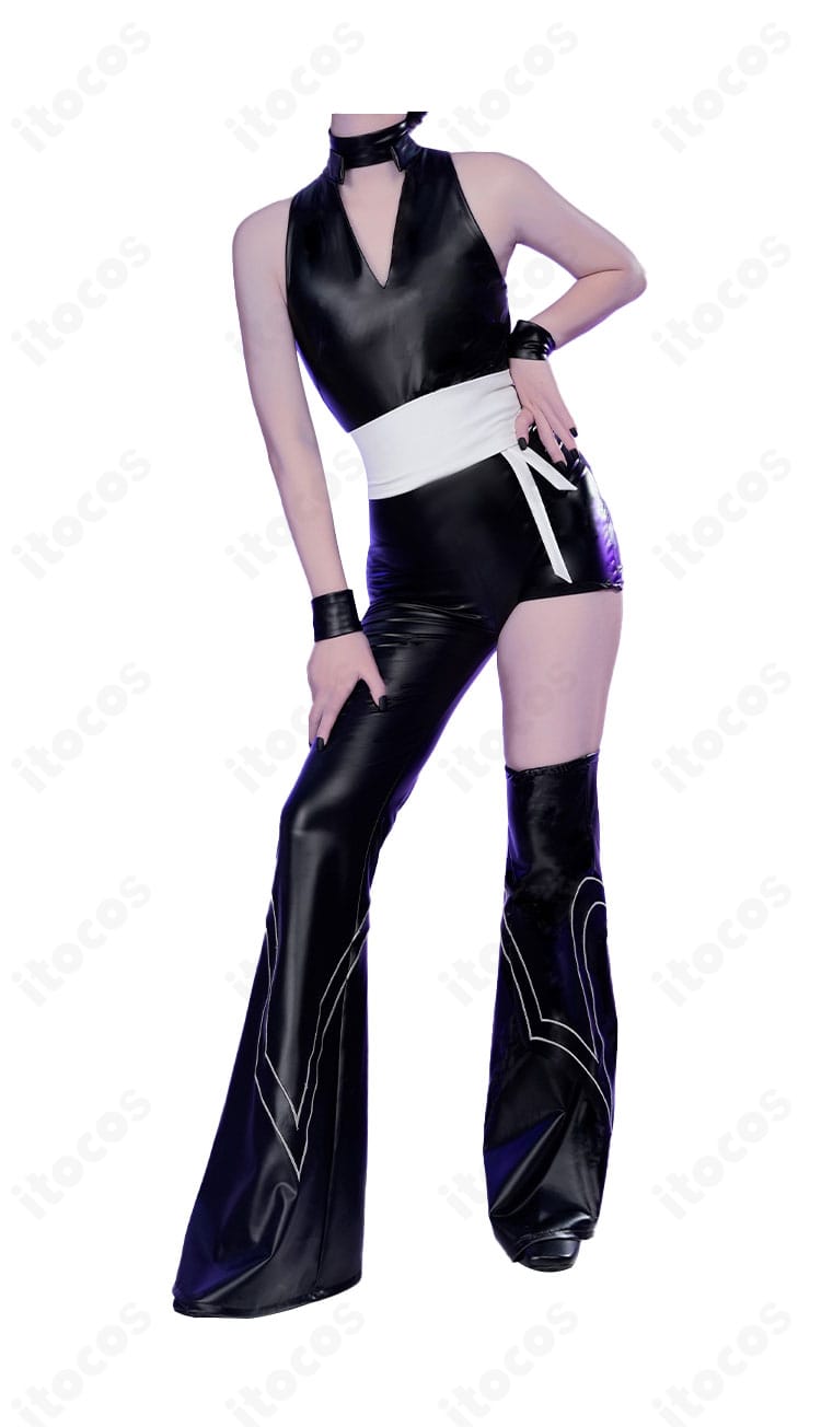 天使姉妹ジャンプスーツの正面全体。コルセットベルトやレッグカバーの配置が分かる商品正面画像