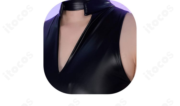 襟元まわりの装飾ディテール。縁取りとステッチの見え方を確認できるクローズアップ