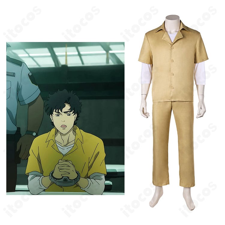 LAZARUS アクセル 囚人Ver. コスプレ衣装と公式ビジュアルの比較ショット｜刺繍ライン・背面プリントの再現度がわかる