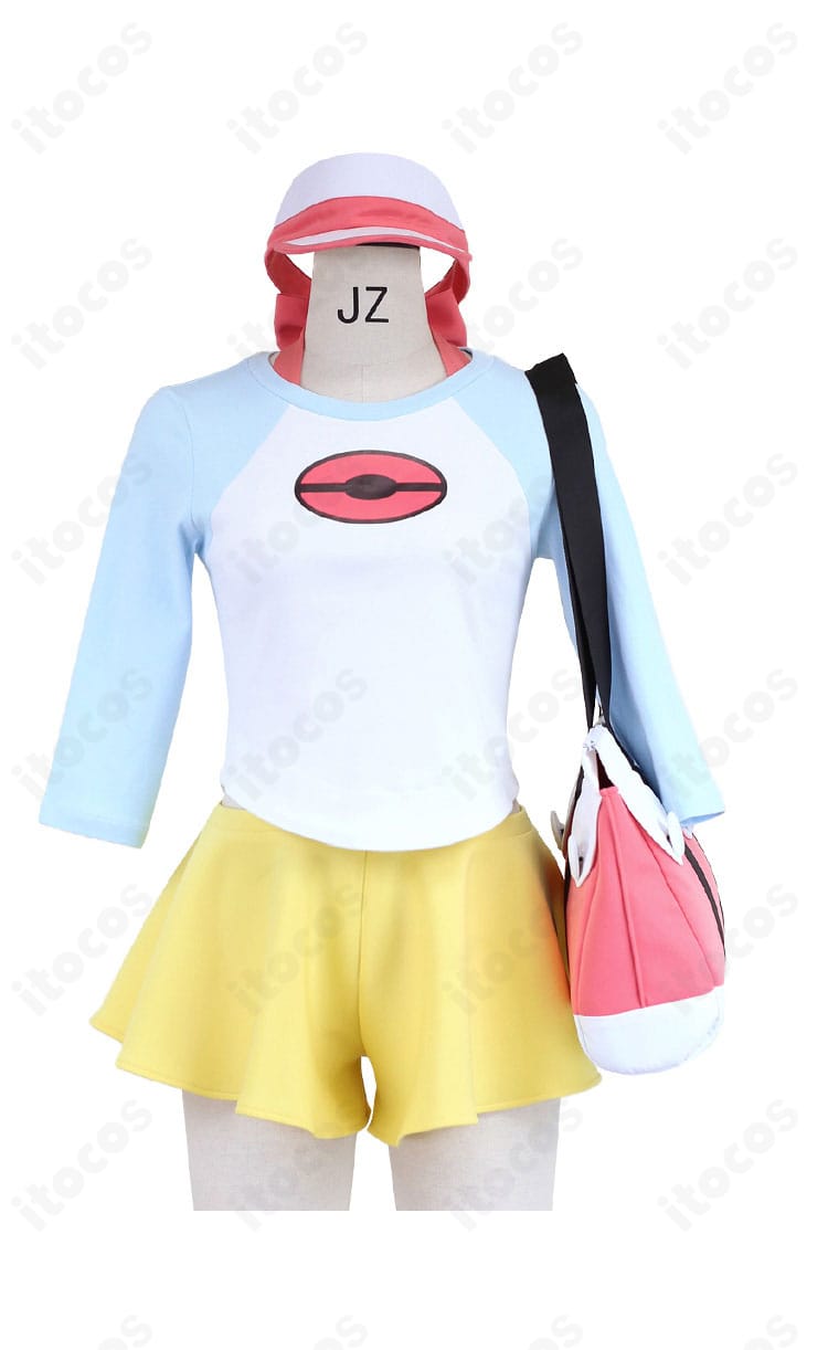 ポケットモンスター ブラック2・ホワイト2 メイのコスプレ衣装 正面。トップスとキュロットの配色・シルエットが分かる