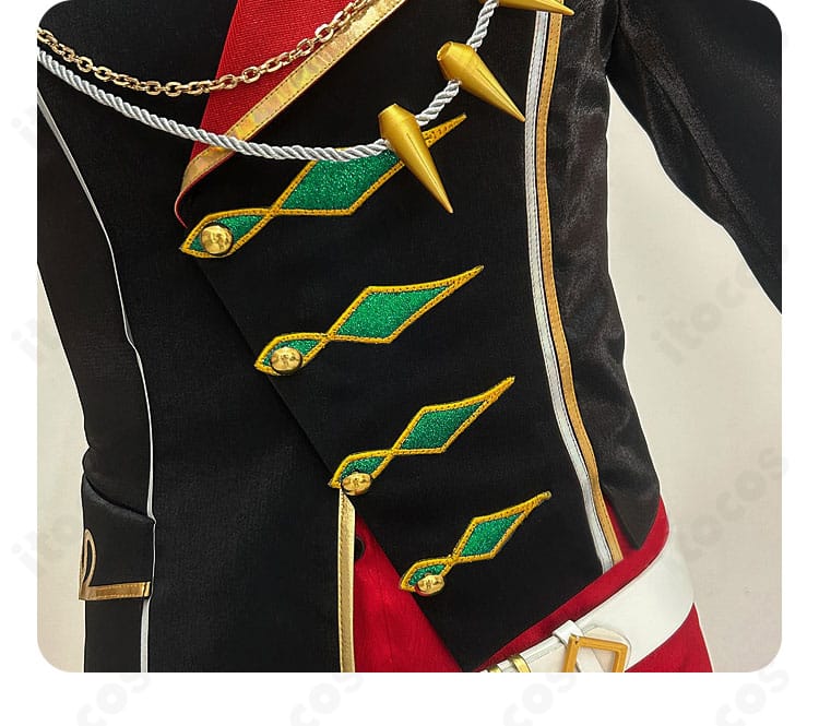 ウロボロス衣装の門襟デザイン。細密な刺繍風意匠で高級感のある仕上がり。