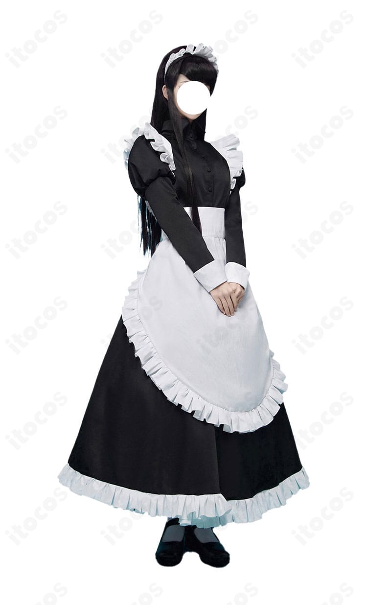 古見硝子 メイド服 左側面。エプロンのラインと猫耳カチューシャのポイントが見える。