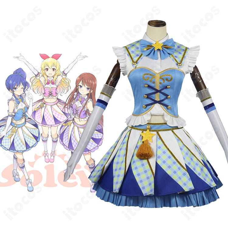 アイカツ！ 霧矢あおい Soleil版コスプレ衣装とキャラクターイメージの組み合わせカット。配色と世界観の再現度を確認できる画像
