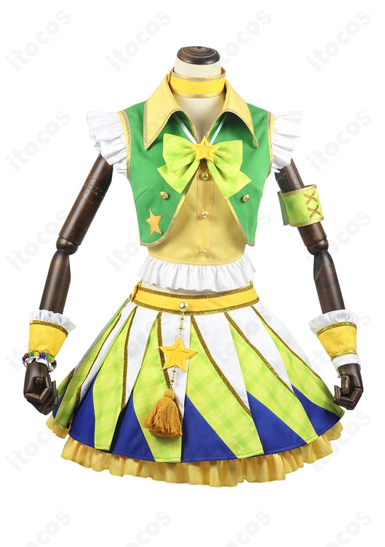 アイカツ！新条ひなき コスプレ衣装の正面全身図。配色とディテール、リボンや飾りが分かる写真。