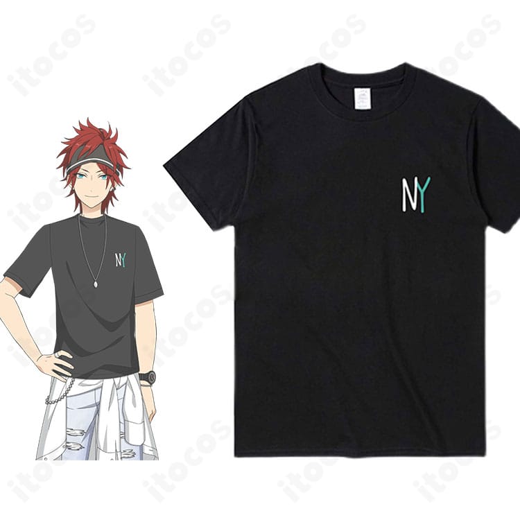 あんさんぶるスターズ！！ 天城燐音の私服（春〜夏）コスプレ衣装一式。Tシャツとヘッドバンドでキャラクターらしさを高再現した全身イメージ。