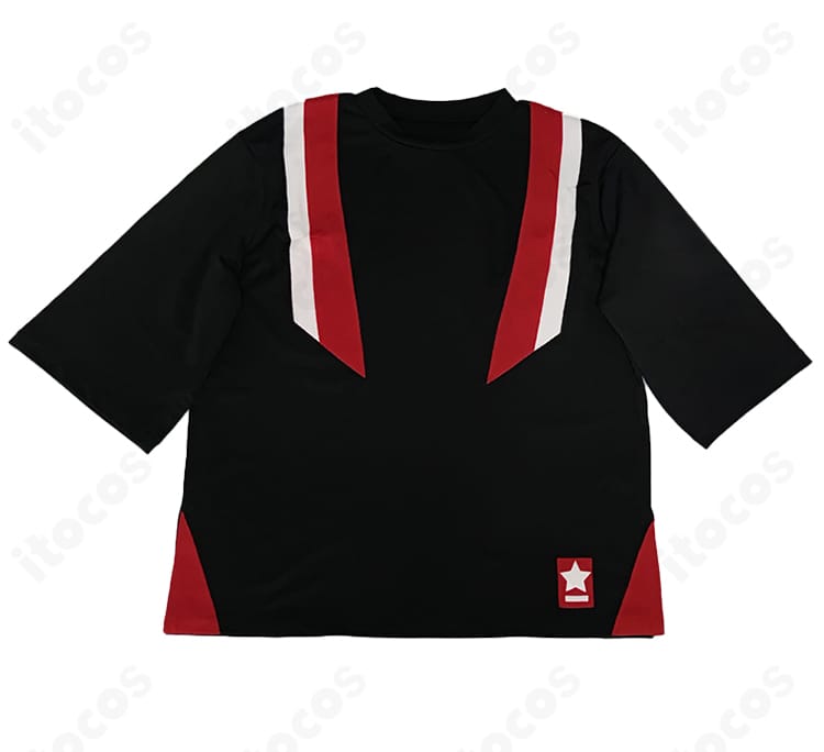 守沢千秋 春～夏私服コスプレ衣装の正面装飾アップ。花柄モチーフと刺繍ディテールの質感が分かる近接カット。