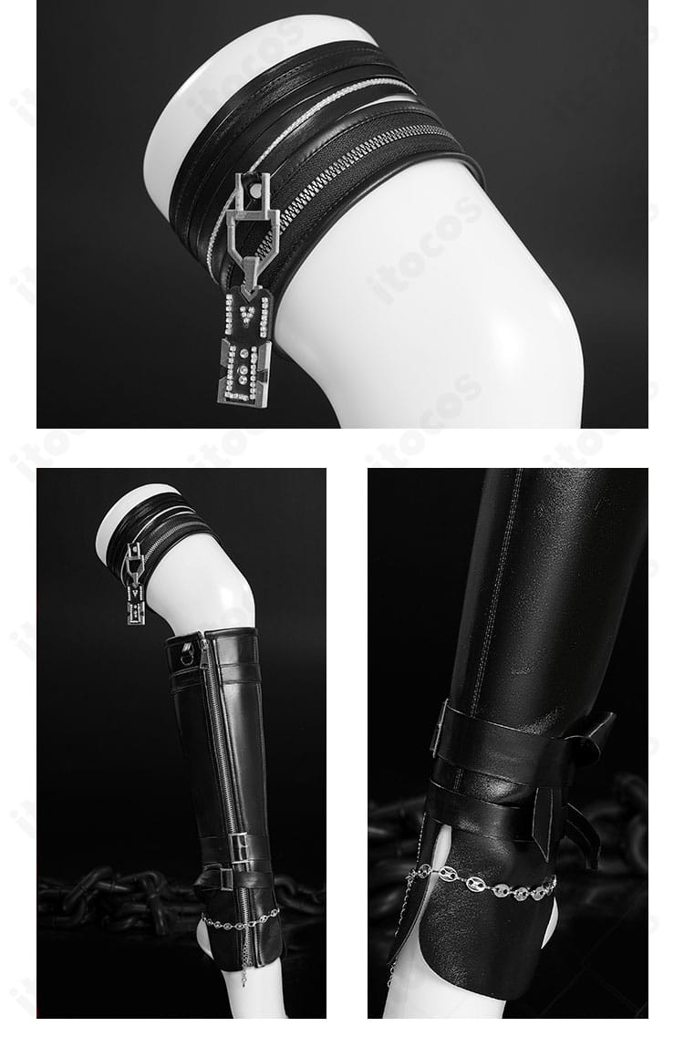 主人公『夜と共に』衣装の腿部装飾。太もも飾りの形状と固定ベルトの構造が分かる画像。