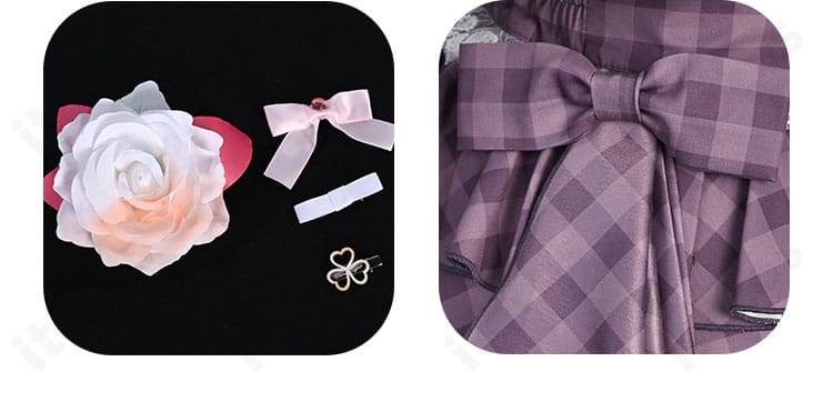 桃井愛莉 4周年MMJ衣装の腰飾り・髪飾り・背面リボン集合ディテール。全体の統一感と華やかさを強調。