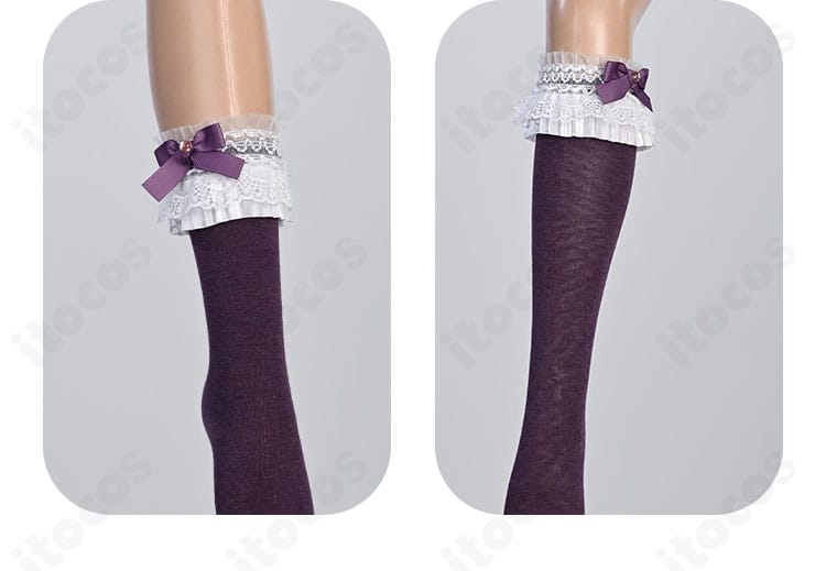 桃井愛莉 4周年MMJ衣装の太もも飾りとソックス。装飾ベルトの意匠と配色のバランスを表現。