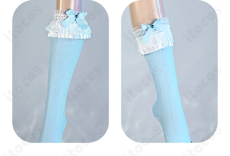 桐谷遥コスプレ衣装の太もも飾りディテール。バランスと質感の近接