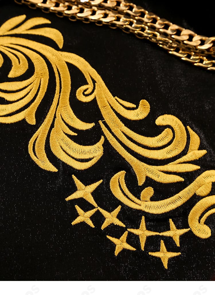 ツイステ 5周年記念衣装のパターン装飾詳細。寮モチーフを思わせる意匠の再現性と発色を示す画像。