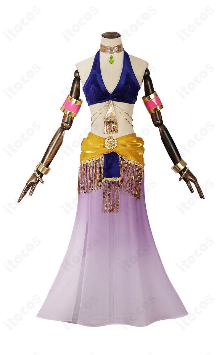 正面写真：ほしな歌唄 ダンサー コスプレ衣装。トップスとスカートのライン、胸元からウエストのディテールが分かる構図。