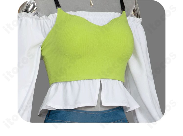 白石杏 Livelylady Dressの上衣ディテール。胸元～ウエストの切り替えと装飾配置。