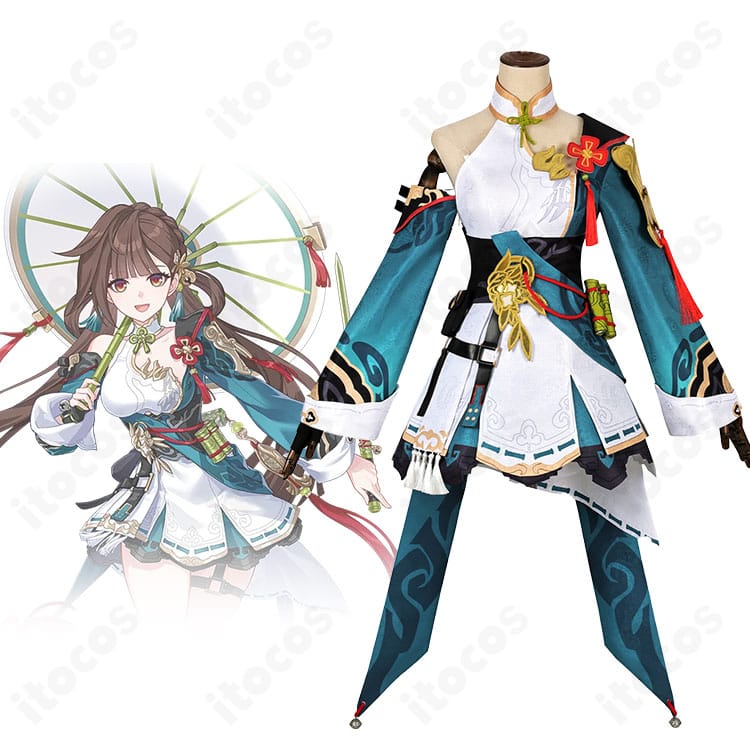 崩壊3rd 李素裳「風来義侠」コスプレ衣装の全身イメージ。高再現の配色と装飾でキャラクター性を表現。