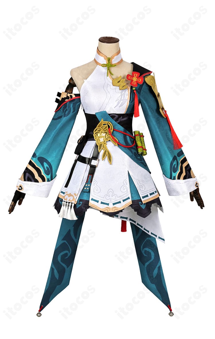 崩壊3rd 李素裳「風来義侠」コスプレ衣装の正面。ワンピースとコルセットベルト、胸飾りなど細部の意匠が分かる画像。