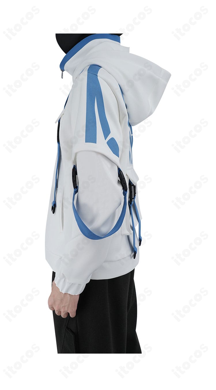 WIND BREAKER 名取慎吾コスプレのジャケット左側ディテール。縫い目の整いと生地感、端処理の丁寧さが分かる画像。