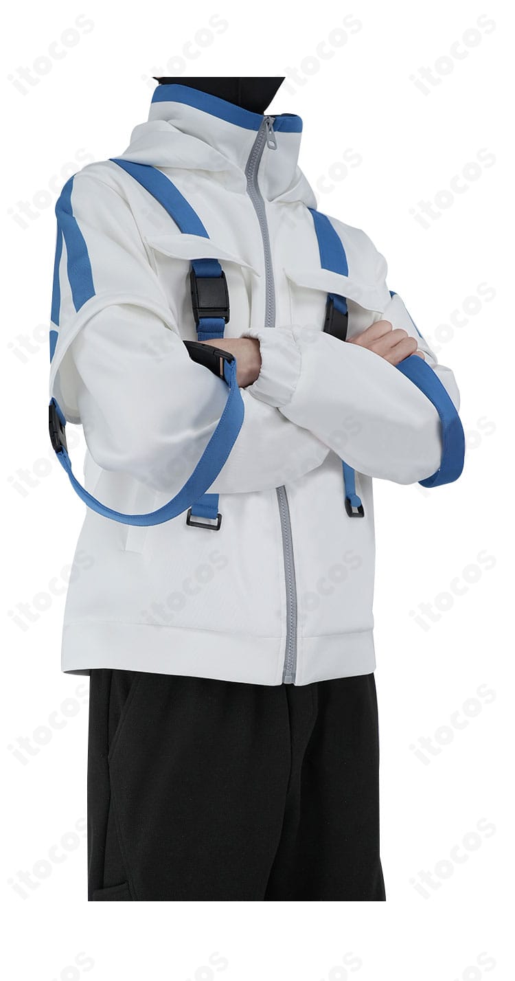 WIND BREAKER 名取慎吾コスプレのジャケット右側ディテール。ポケット周りと刺繍の仕上げを確認できる画像。